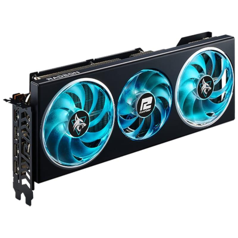 PowerColor Hellhound Radeon RX 7800 XT 16GB-L/OC GDDR6 Negro - Tarjeta Gráfica VIsta Lateral RGB