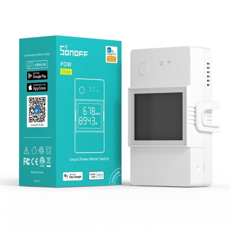 Sonoff POWR320D Elite 20A WiFi - Interruptor inteligente con medidor de potencia imagen con caja