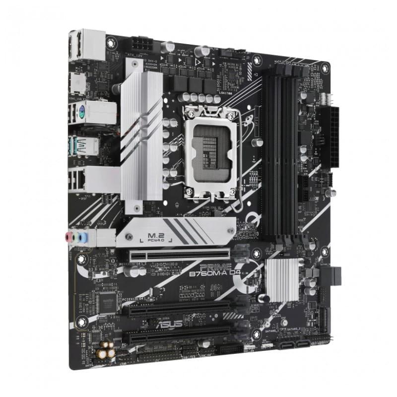 ASUS PRIME B760M-A D4-CSM Ethernet 2.5Gbps LGA 1700 micro ATX – Placa Base vista de perfil