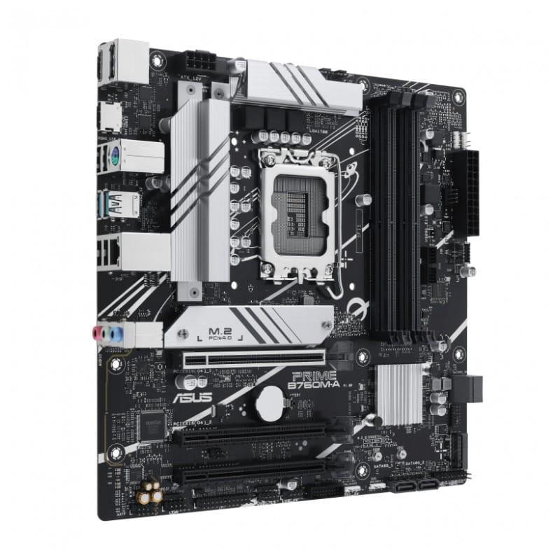 ASUS PRIME B760M-A-CSM Ethernet 2.5Gbps Realtek LGA 1700 micro ATX - Vista lateral da placa principal