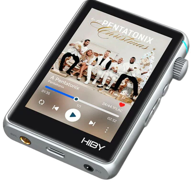 Hiby R3 Pro II Plata Reproductor Hi-Res con pantalla táctil a color, rueda lateral, puerto balanceado y jack 3.5 mm, cuerpo metálico compacto y botones