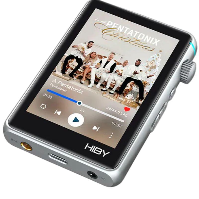 Hiby R3 Pro II Plata Reproductor Hi-Res con pantalla táctil a color, rueda lateral, puerto balanceado y jack 3.5 mm, cuerpo metálico compacto y botones