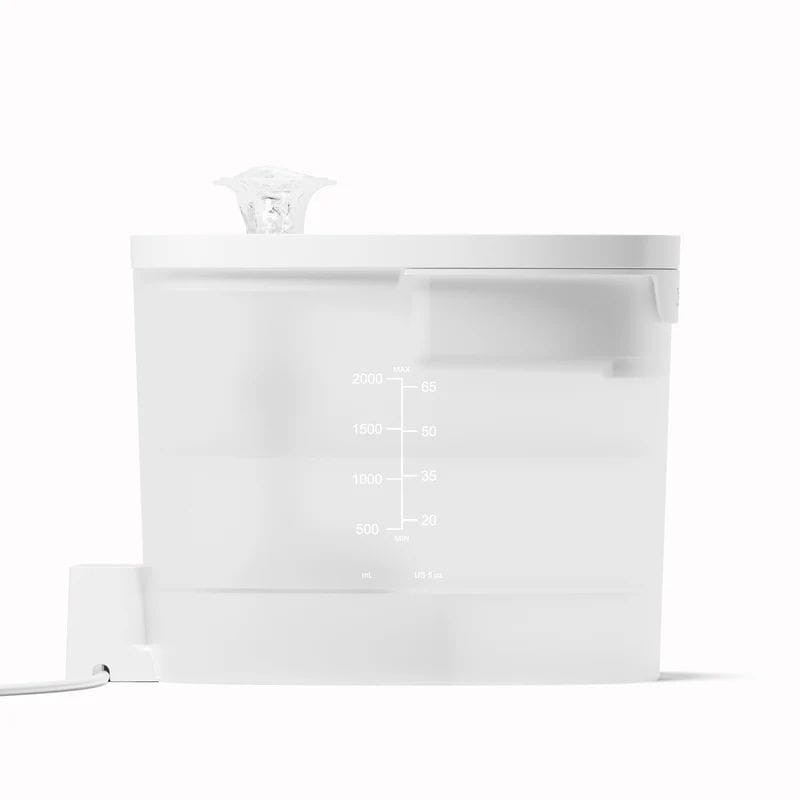 Cheerble Elfin E1 Lite - Bebedero automático blanco con depósito translúcido graduado, fuente superior tipo cascada y cable lateral para alimentación