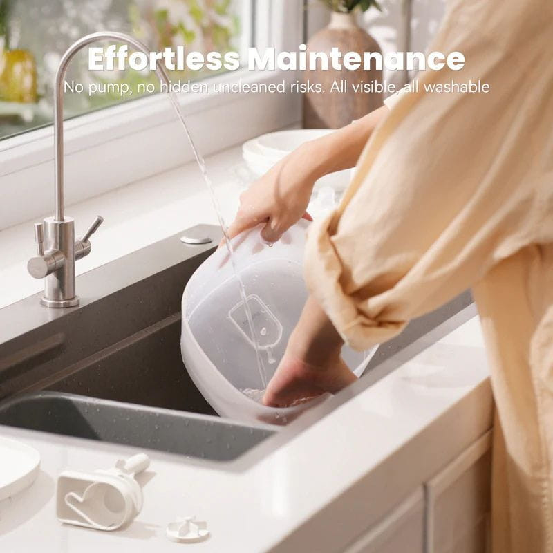 Depósito transparente del bebedero automático Cheerble Elfin E1 Lite bajo el grifo, diseño sin bomba, piezas desmontables y lavables, fácil mantenimiento