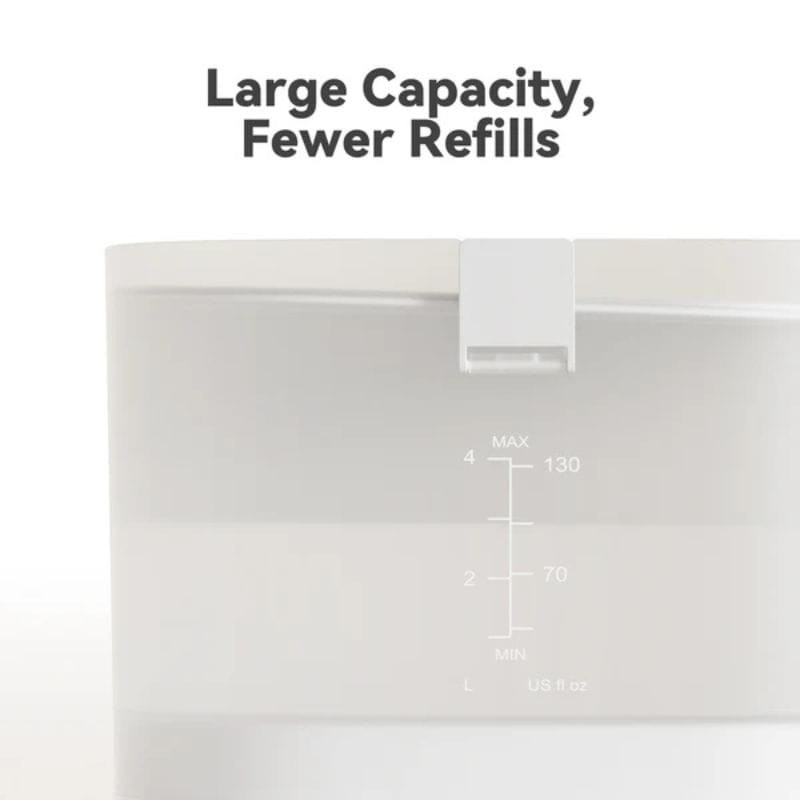 Depósito translúcido con medidor de nivel 1 a 4 y tapa blanca, alta capacidad 130 oz para menos recargas del Elfin Pet Fountain D1 Pro sin bomba