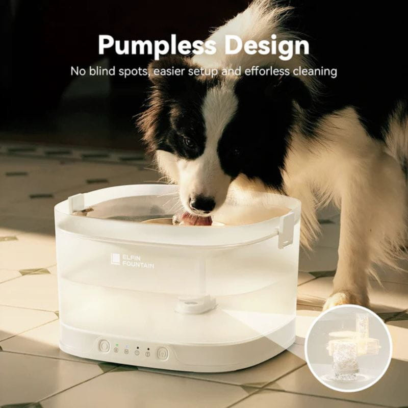 Bebedero automático Elfin Pet Fountain D1 Pro sin bomba, depósito translúcido, flujo silencioso y fácil de limpiar, ideal para mascotas medianas y grandes