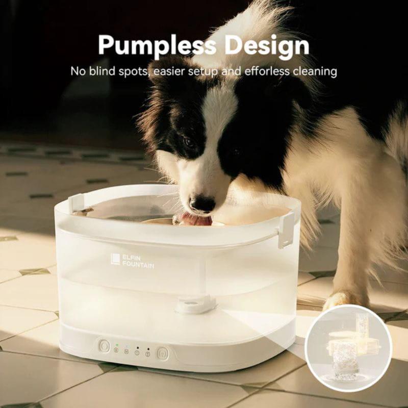 Bebedero automático Elfin Pet Fountain D1 Pro sin bomba, depósito translúcido, flujo silencioso y fácil de limpiar, ideal para mascotas medianas y grandes