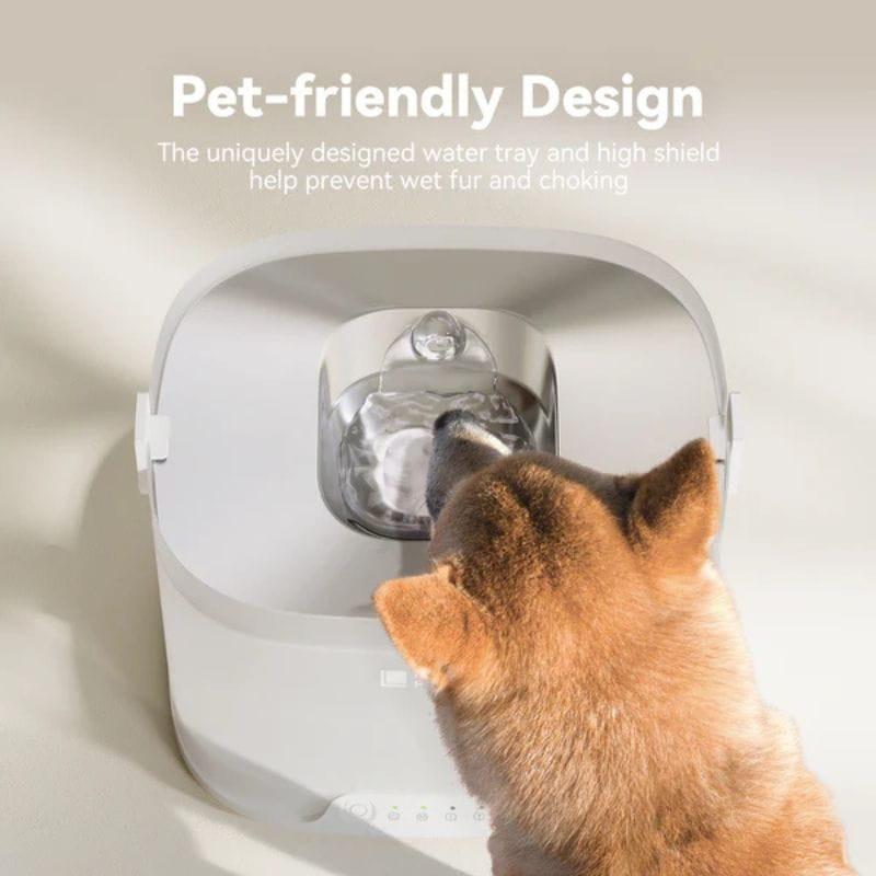 Elfin Pet Fountain D1 Pro con bandeja amplia y escudo alto; chorro de agua suave, diseño antisalpicaduras, indicador frontal y bordes redondeados para mascotas