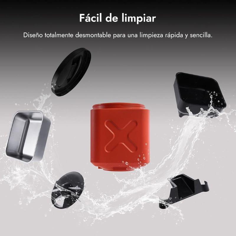 Molly & Cody Titan 14L – Mangeoire intelligente démontable, corps rouge, bacs et couvercles noirs, pièces lavables pour un nettoyage rapide et facile