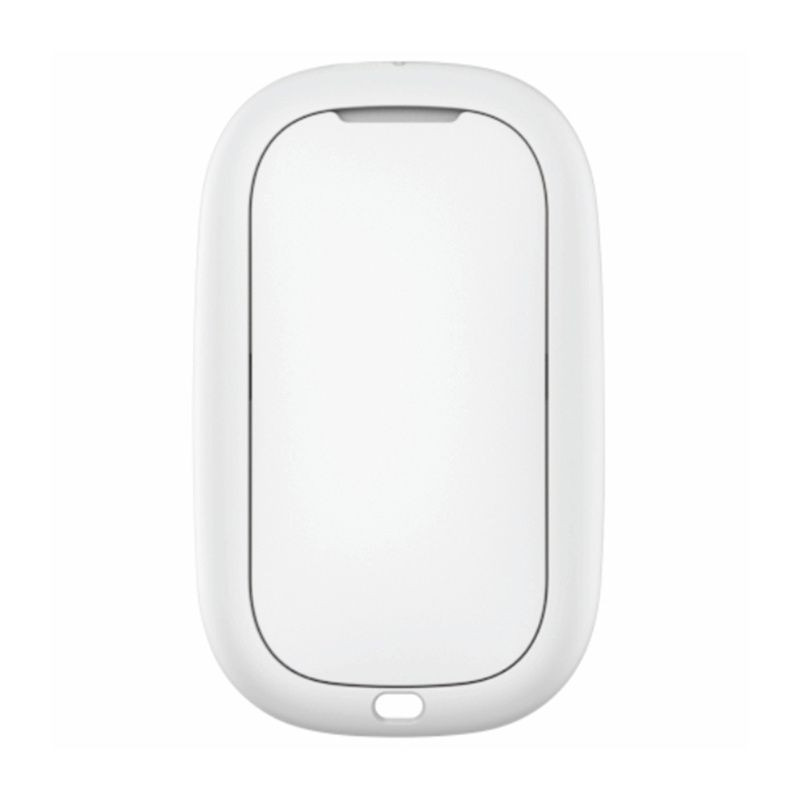 Télécommande sans fil Heiman HM1RC-W Interconnectée, boîtier ovale blanc minimaliste, surface lisse, bouton discret en bas, design compact mural