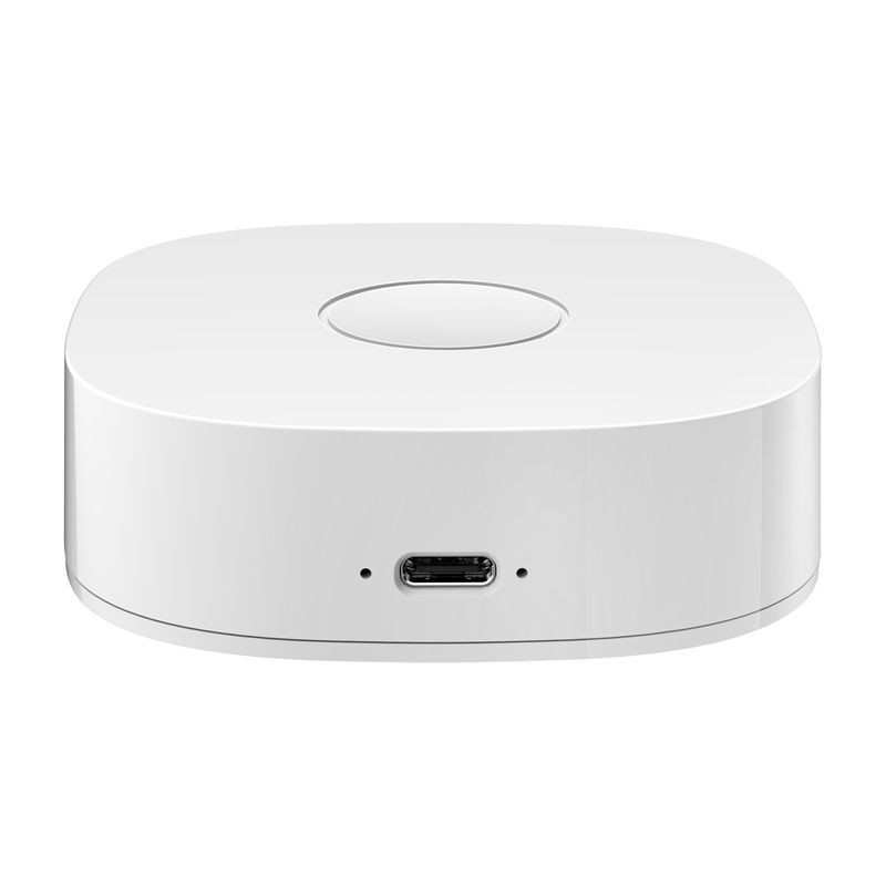 Heiman WS2GW-R WiFi – boîtier blanc compact avec bouton central et port USB‑C frontal, design épuré pour commande intelligente