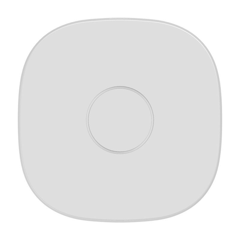 Heiman WS2GW-R WiFi - Switch: boîtier carré blanc aux bords arrondis, surface lisse avec bouton circulaire central discret, design minimaliste et compact.