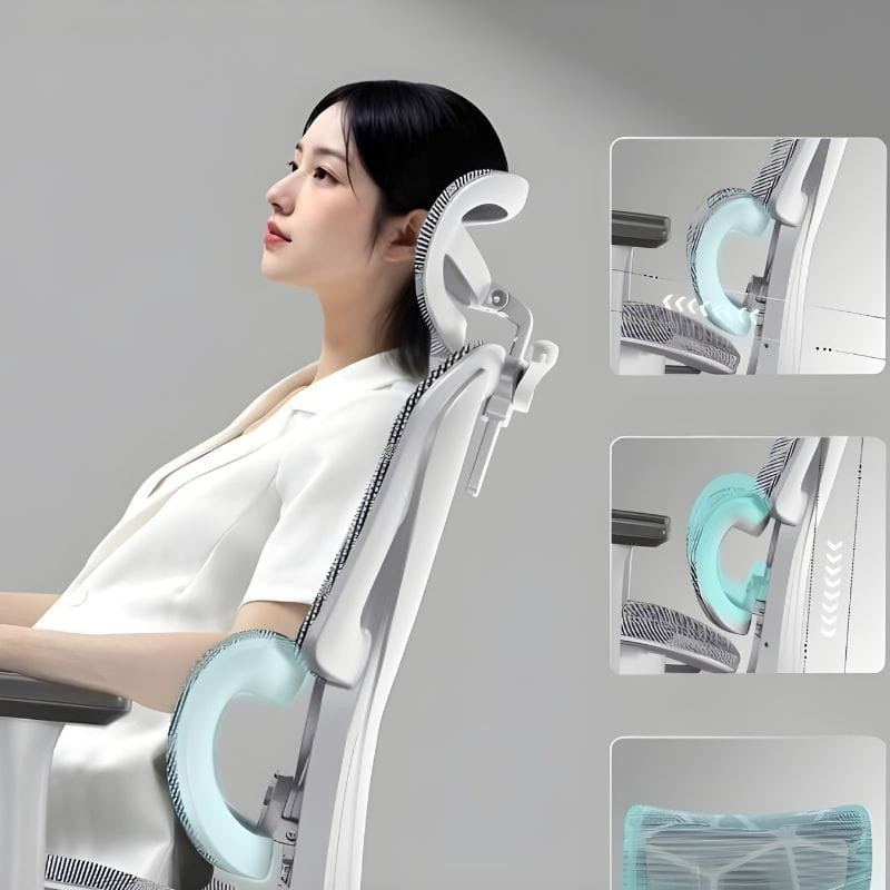 Powerbasic Chaise de bureau ergonomique Beja Noir, image du soutien lombaire