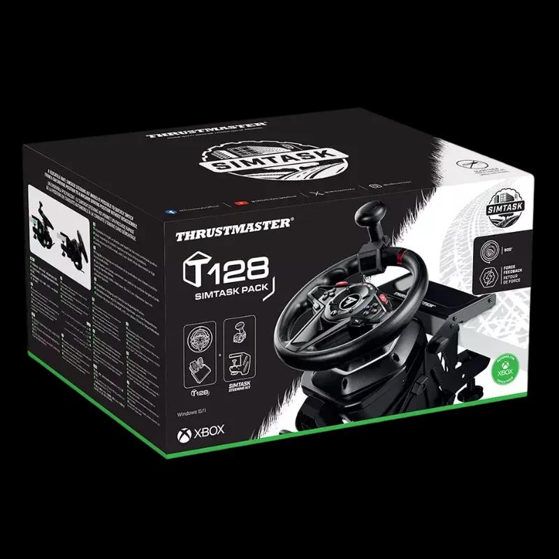 Thrustmaster T128 Simtask Pack PS5 PS4 PC avec volant réaliste, molette et boutonnière camion, palettes métal, pédalier 2 pédales robuste et base