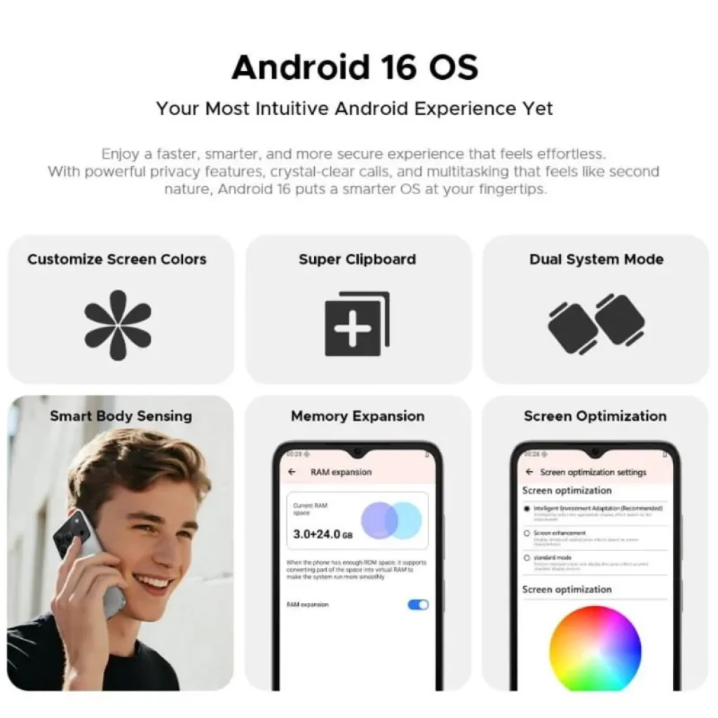 Doogee Note 56 Plus 6GB/256GB Verde con Android 16, optimización de pantalla, expansión de memoria, portapapeles múltiple y sensores inteligentes
