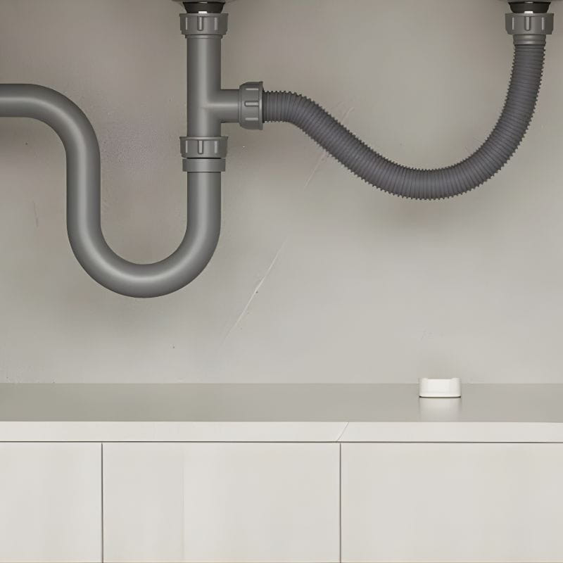 Sensor inteligente de fuga de água/inundação ZigBee SONOFF SNZB-05P + bateria, compacto e branco, colocado sob tubulação, ideal para detecção rápida de