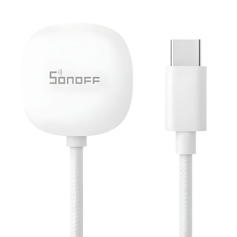 Câble d’extension blanc SONOFF WLDC200 pour détecteur d’inondation SNZB-05P, connecteur USB-C, gaine tressée, design épuré pour installation discrète