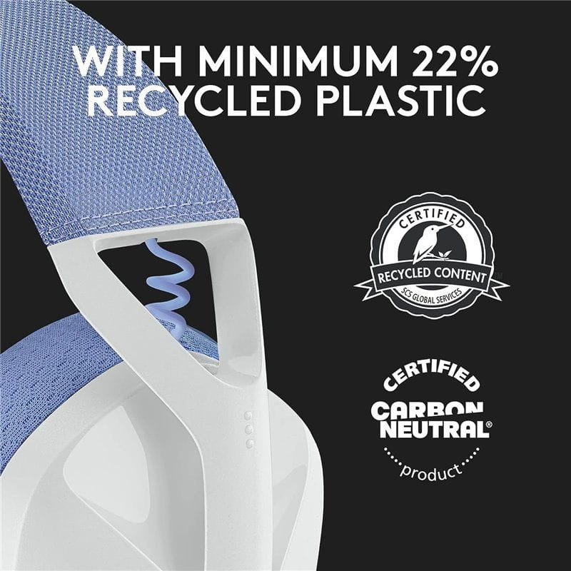 Logitech G G435 Lightspeed Blanc - Casque gaming, fabriqué à partir de plastique recyclé