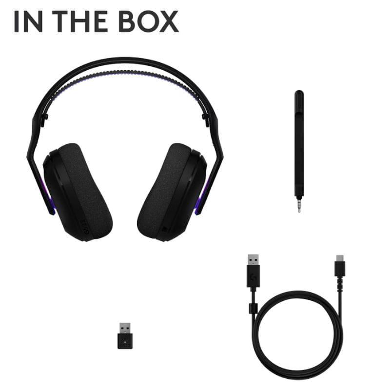 Logitech G522 Lightspeed Noir - Casque gaming, contenu de l'emballage