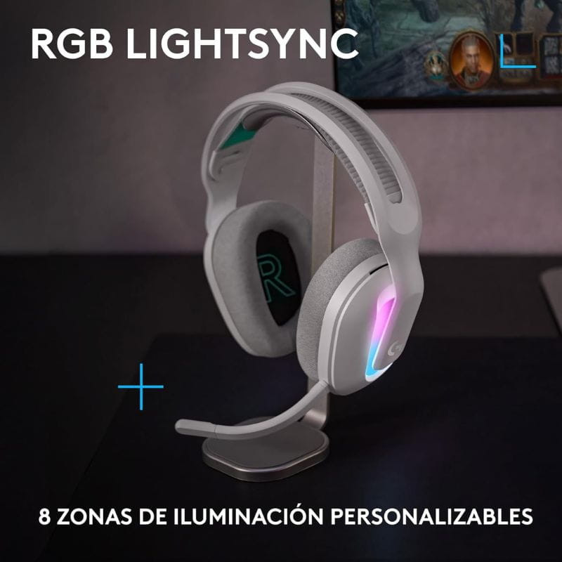 Logitech G522 Lightspeed Branco - Auscultadores para jogos, com iluminação RGB