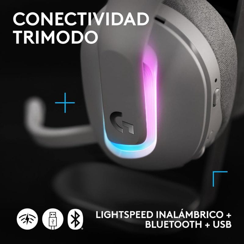 Logitech G522 Lightspeed Branco - Auscultadores para jogos, 3 tipos de conectividade