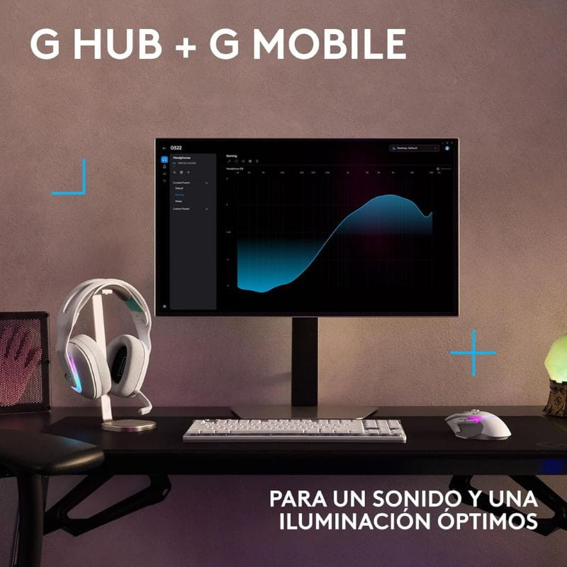 Logitech G522 Lightspeed Branco - Auscultadores para jogos, com som e iluminação otimizados