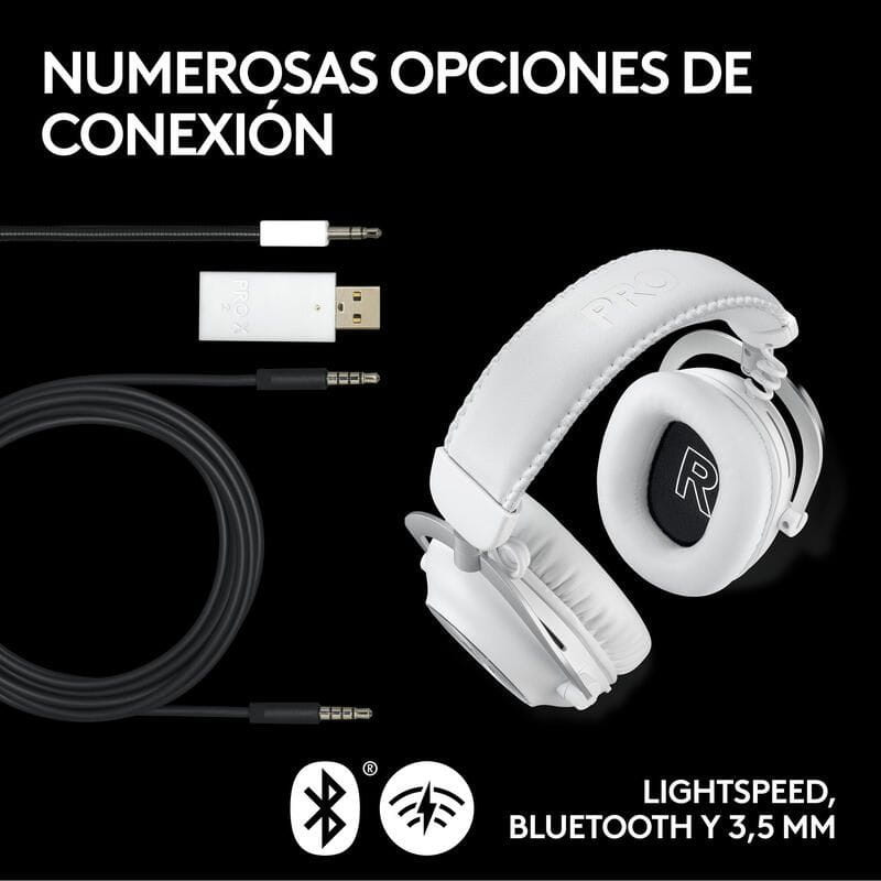 Logitech G Pro X 2 Lightspeed Branco - Auscultadores para jogos, com múltiplas opções de conexão
