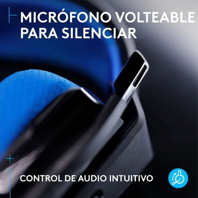 Logitech G G535 LightSpeed Preto/Azul - Auscultadores para jogos, microfone dobrável