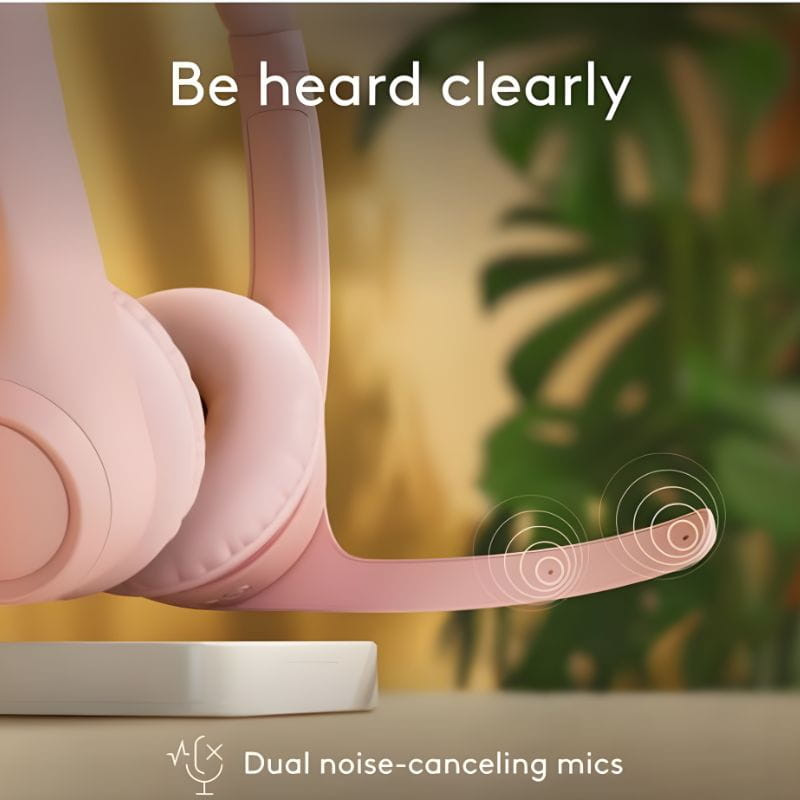 Logitech Zone 300 Rosa - Auriculares inalámbricos, micrófonos duales con cancelación de ruido