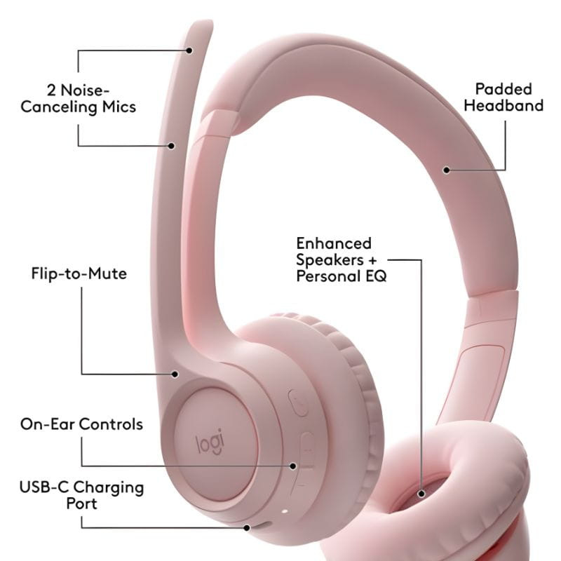 Logitech Zone 300 Rosa - Auriculares inalámbricos, especificaciones