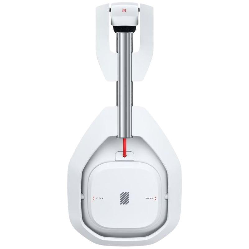 Casque gaming sans fil blanc avec micro pivotant, arceau réglable, coussinets noirs, commandes intégrées et base de charge compacte Logitech G ASTRO A50 Gen