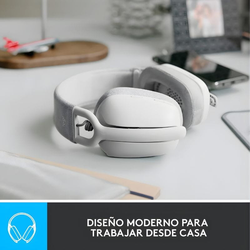 Logitech Zone Vibe 100 Branco - Auscultadores sem fios com design moderno e confortável