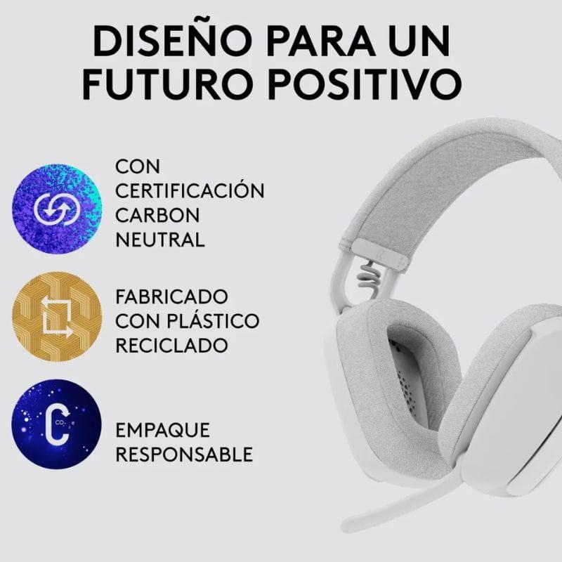 Logitech Zone Vibe 100 Branco - Auscultadores sem fios com design ecológico