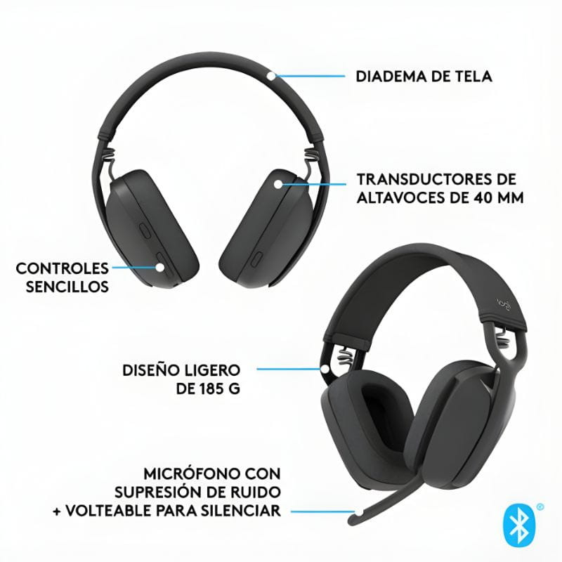 Logitech Zone Vibe 100 Branco - Auscultadores sem fios, características