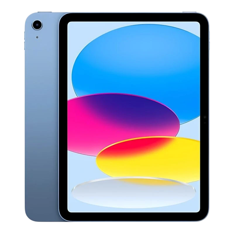 Apple iPad 2025 11 Azul con pantalla borde a borde, biseles delgados, cámara trasera única y cuerpo de aluminio; diseño elegante y moderno.