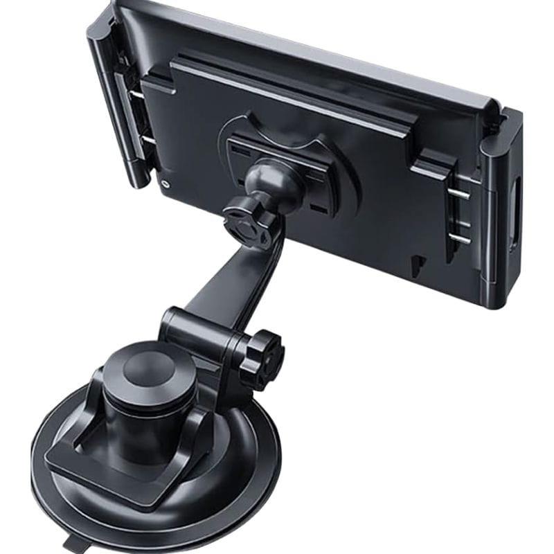 Support universel pour voiture: bras réglable, pince latérale antidérapante, ventouse robuste sur tableau de bord, compatible tablettes 5,5–11 pouces.