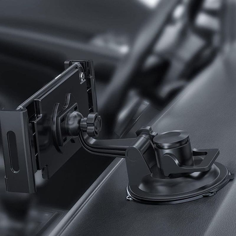Support universel voiture pour tablettes 5,5–11": bras réglable, pinces latérales antidérapantes, ventouse robuste pour tableau de bord, rotation