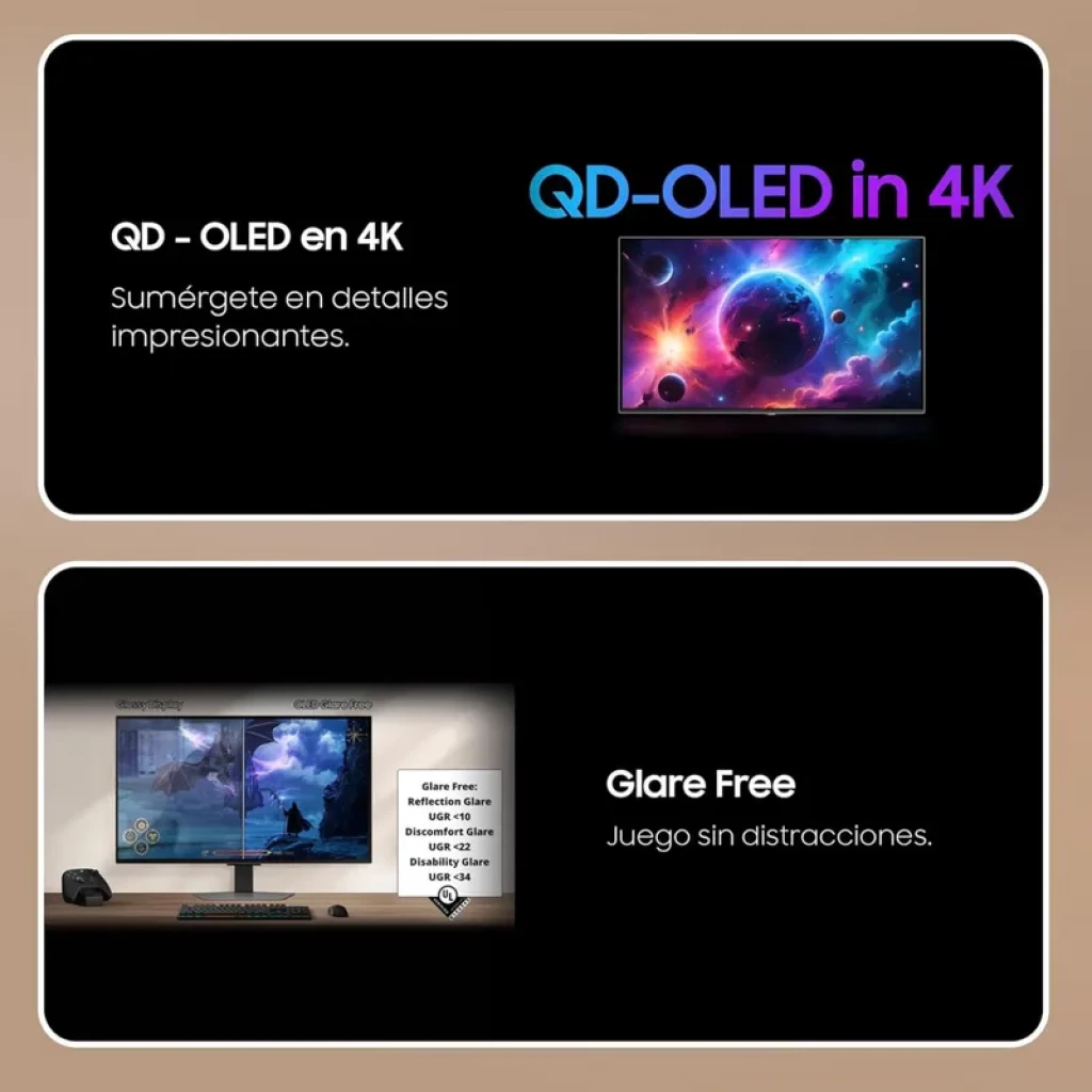 Samsung Monitor gaming 32″ G81SF Odyssey OLED G8 4K 240Hz con panel QD‑OLED, colores vivos, alto contraste y pantalla antirreflejos para juego sin
