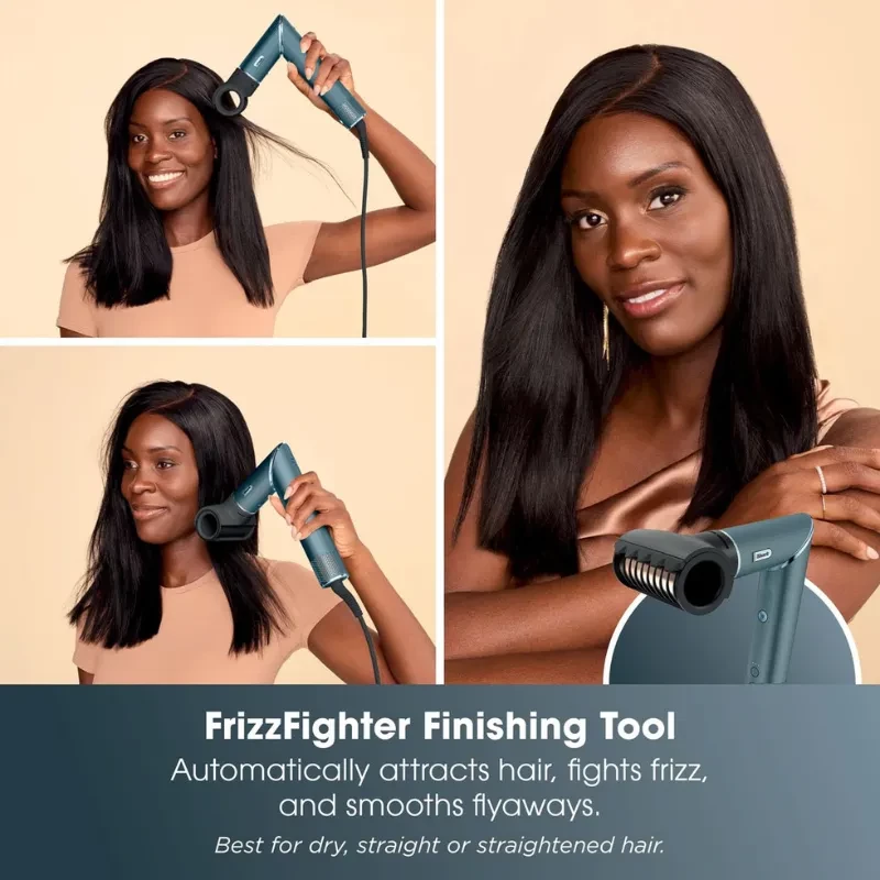 Herramienta FrizzFighter en color ottanio para el FlexStyle: boquilla que alisa, reduce frizz y pule cabellos sueltos; ideal para cabello seco, liso o alisado