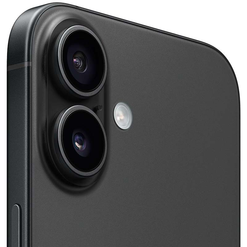 Module photo arrière noir du iPhone 16 5G 256Go Rénové (Excellent) : double capteur grand format avec flash LED, finitions mates élégantes et bords