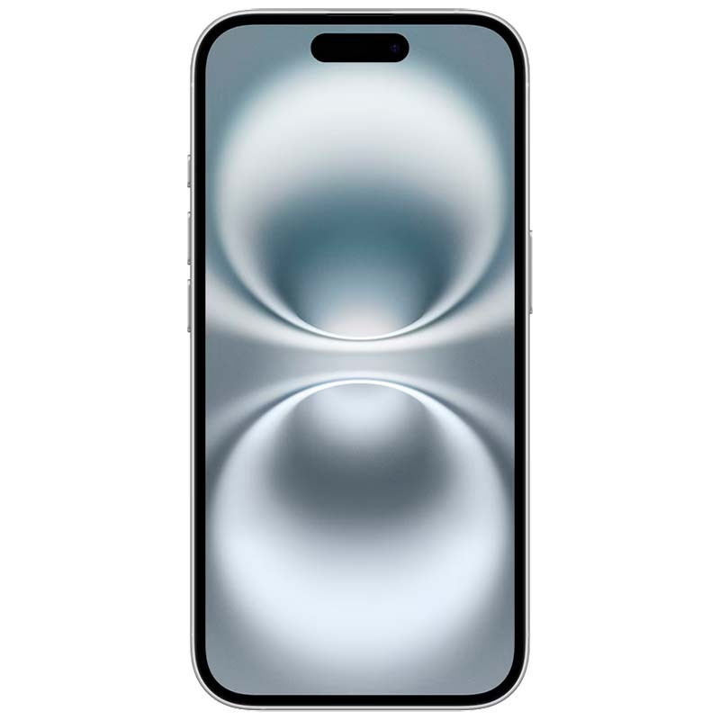 iPhone 16 5G 256 Go blanc rénové état excellent avec écran bord à bord, bordures fines et îlot dynamique, design épuré face avant