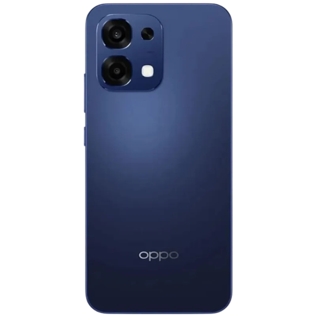 Oppo A6 Pro 5G 8GB/256GB Azul con trasera mate azul oscuro, módulo dual de cámara trasera con lente grande y lente secundaria, flash LED cuadrado y logo Oppo