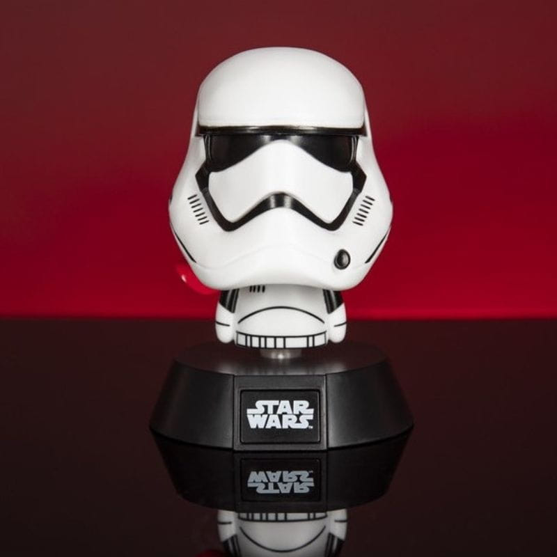 Lampe Paladone Icon casque Stormtrooper Premier Ordre, buste blanc sur socle noir Star Wars, éclairage décoratif compact au style futuriste