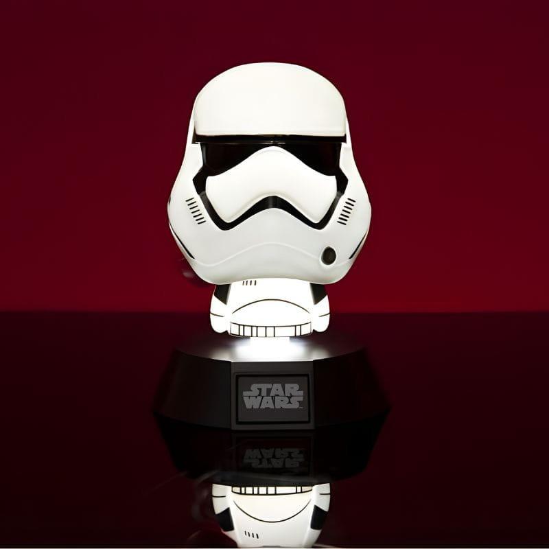 Lampe Paladone Icon casque Stormtrooper First Order, buste lumineux blanc noir sur socle Star Wars, éclairage décoratif geek pour bureau ou chambre