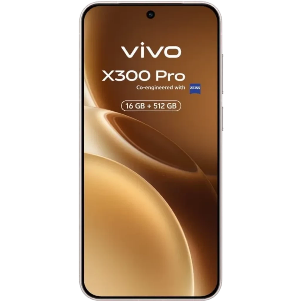 Vivo X300 Pro 5G 16GB/512GB marrón con pantalla completa curva, cámara frontal en orificio central y acabado degradado marrón dorado elegante