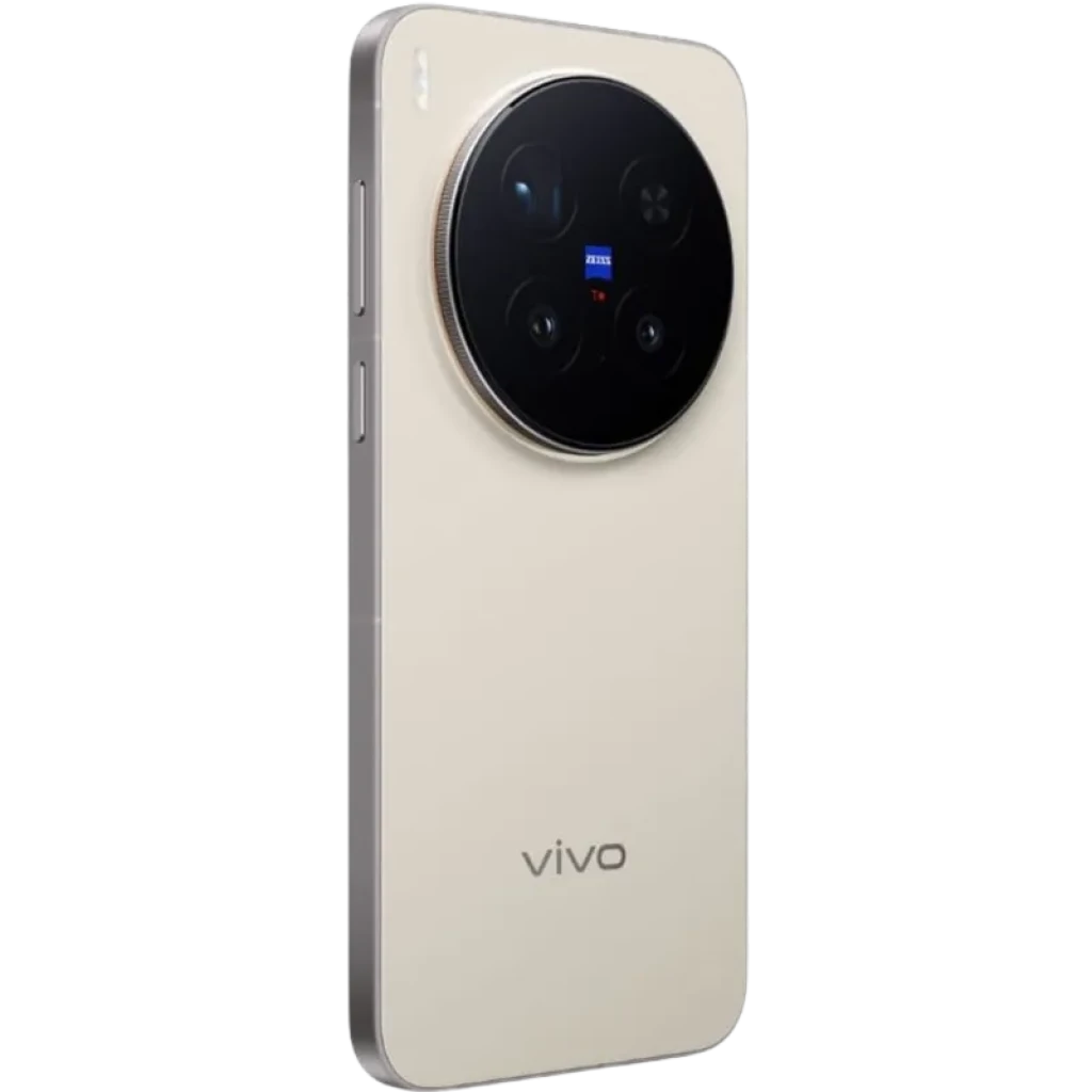 Vivo X300 Pro 5G 16GB/512GB Marrón con trasera beige, módulo de cámara circular negro con cuatro lentes ZEISS, bordes planos metálicos y logo vivo inferior