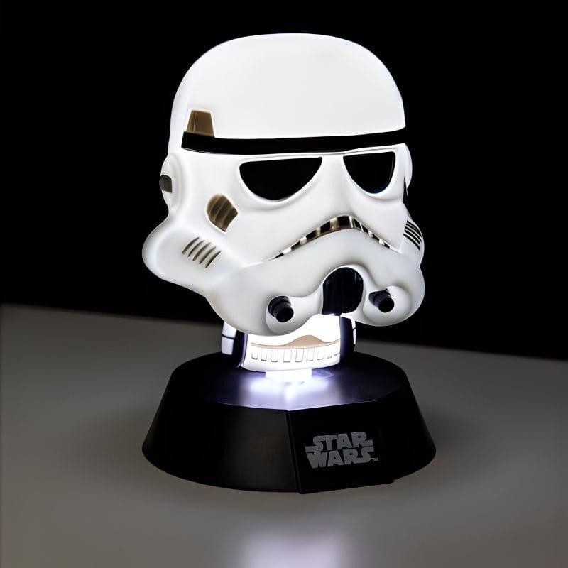 Lámpara Paladone Icons Stormtrooper: busto de soldado imperial blanco con luz suave, diseño coleccionable de Star Wars, ideal para escritorio o estantería.