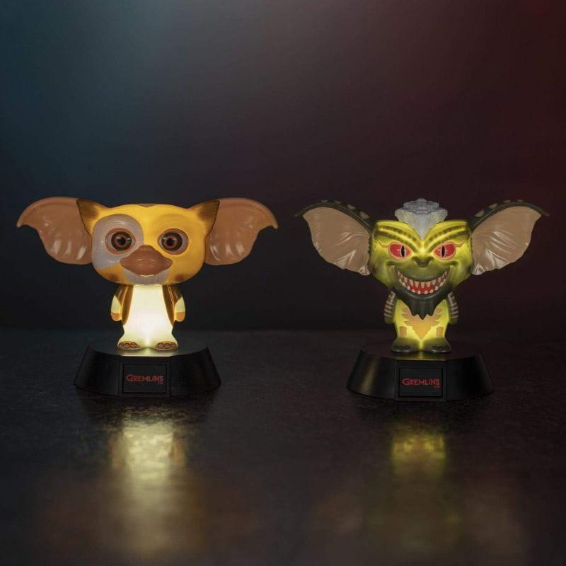 Lámpara Paladone Icon Stripe Gremlins: luz decorativa con figura de Stripe, detalles verdes y ojos rojos, en caja coleccionable, ideal para fans y escritorio.