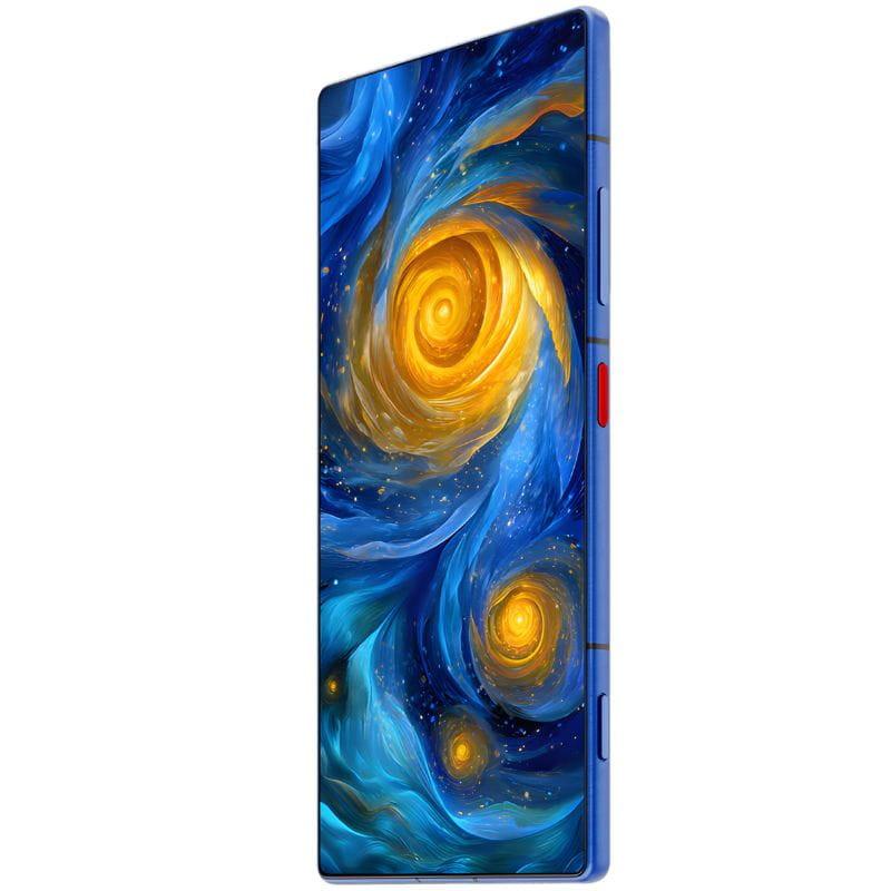 Nubia Z80 Ultra 5G Nuit étoilée, cadre bleu brossé, module caméra pro proéminent, ports alignés, finitions métalliques, 16 Go RAM, 512 Go stockage