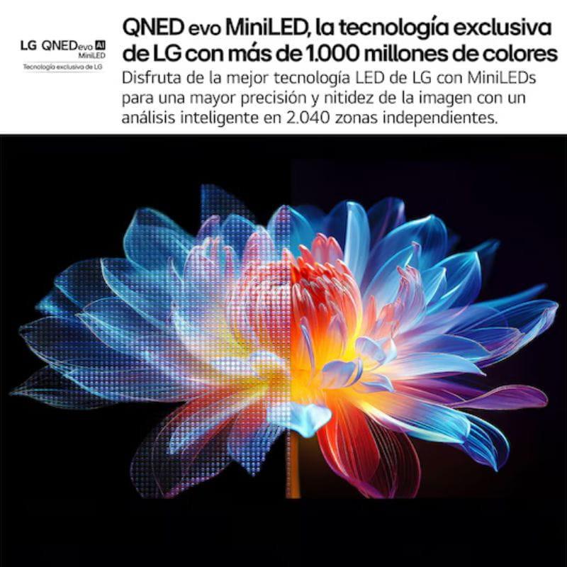 LG AI 65QNED92A6A 65 pulgadas 4K UHD QNED evo MiniLED con procesador α8 Gen2 AI, mejora de imagen y sonido, colores vivos y contraste preciso